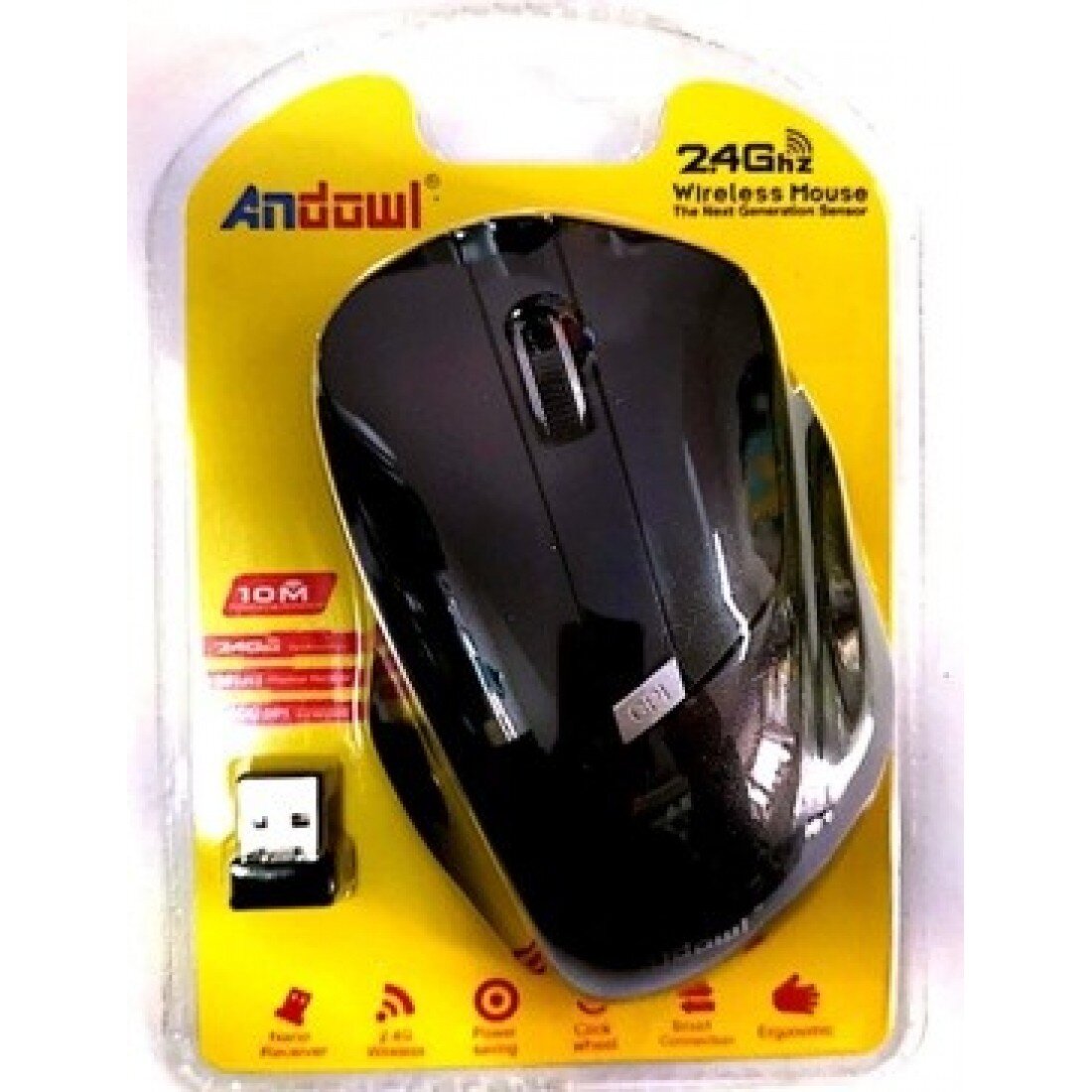 Andowl Wireless Mouse 2.4GHz Ergonomic Design 10m Receiving Distance 4o mini
