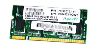 Apacer DDR-Sod 512Mb 333Mhz Pc2700