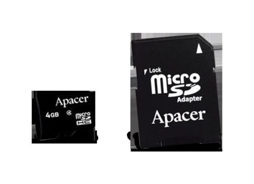Apacer Micro SD Card 4GB HD Class 4 Retail with SD Adapter
