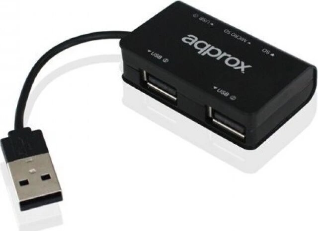 Aqprox Card Reader Sd Micro Sd And Hub 3 Ports Usb 2.0 Black