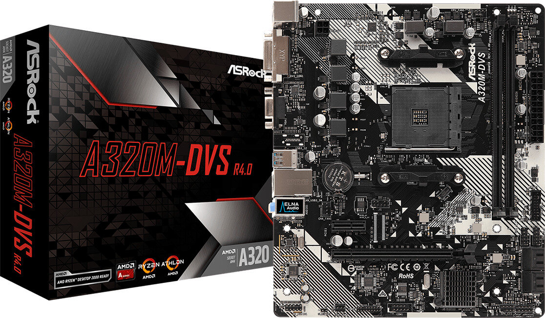 Asrock A320M-DVS R4.0 Motherboard Micro ATX με AMD AM4 Socket