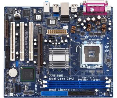 ASRock M-ATX DC S775/I865G 2DDR400 VGA 3PCI AGP8X 6C