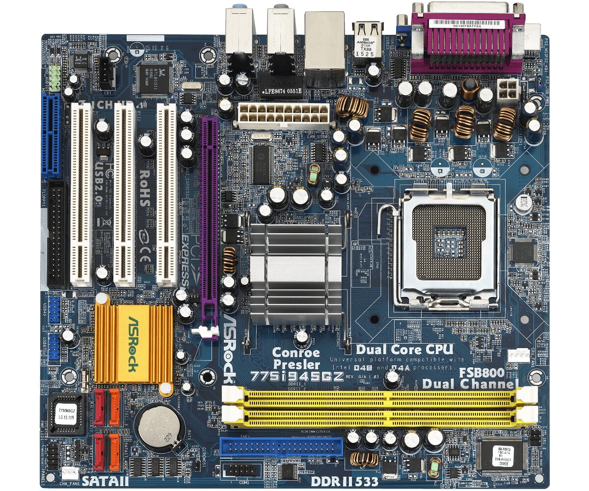 Atx Asrock S775/i945p 4ddr2 Pcx16x 3pci Glan 2fwire