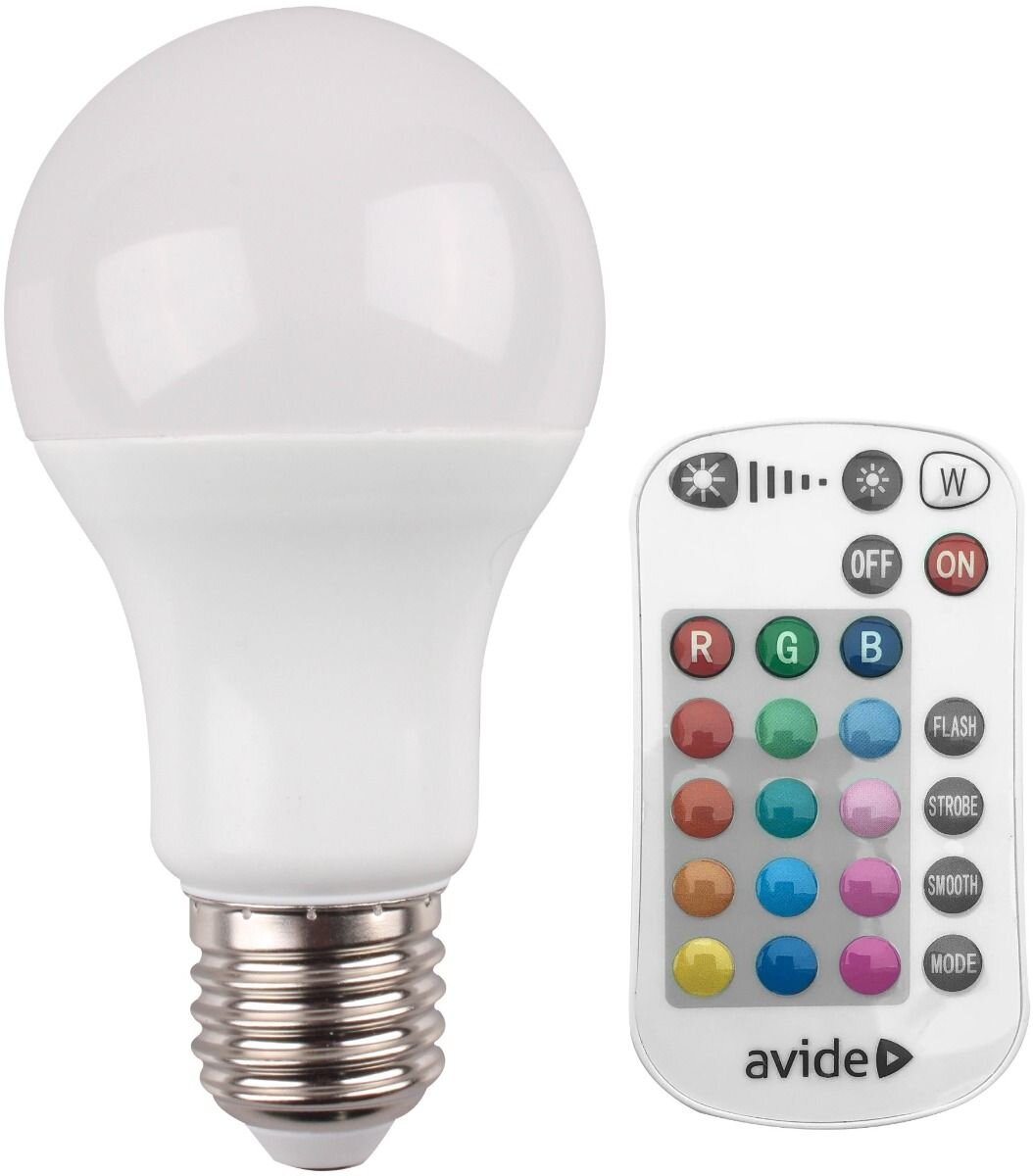 Avide Smart Λάμπα LED Globe A60 9.7W RGB+W 2700K With IR Remote Dimmable
