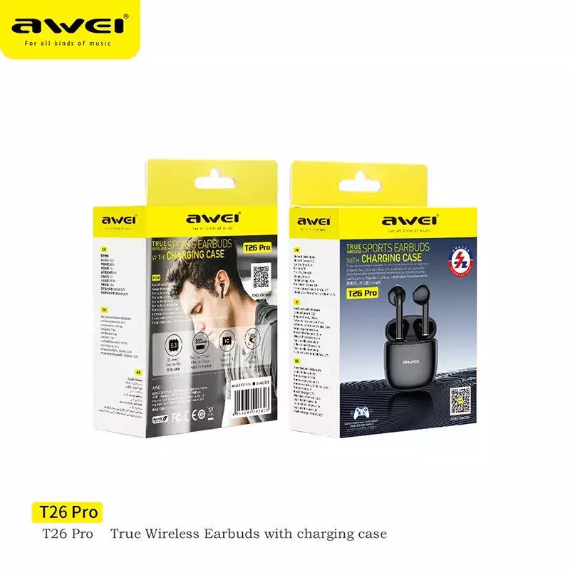 Awei Ακουστικά In-ear Bluetooth Handsfree με Θήκη Φόρτισης T26 Pro