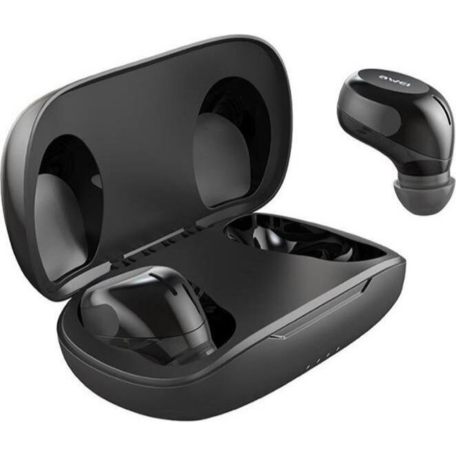 Awei Ασύρματα Αθλητικά Ακουστικά Ψείρες Bluetooth TWS Smart Touch με Θήκη Φόρτισης Μαύρο
