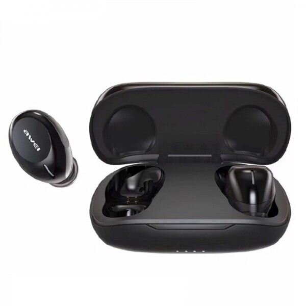 Awei Ασύρματα Αθλητικά Ακουστικά Ψείρες Bluetooth TWS Smart Touch με Θήκη Φόρτισης Μαύρο