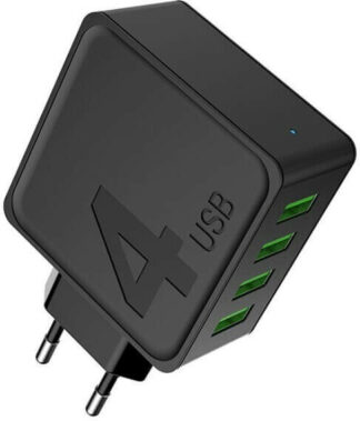 Awei Φορτιστής με 4 Θύρες USB-A μαύρος