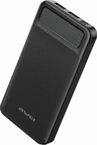 Awei Power Bank 10000mAh με 2 Θύρες USB-A Μαύρο