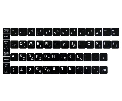 Αυτοκόλλητα Ελληνικών Χαρακτήρων για Laptop Μαύρα