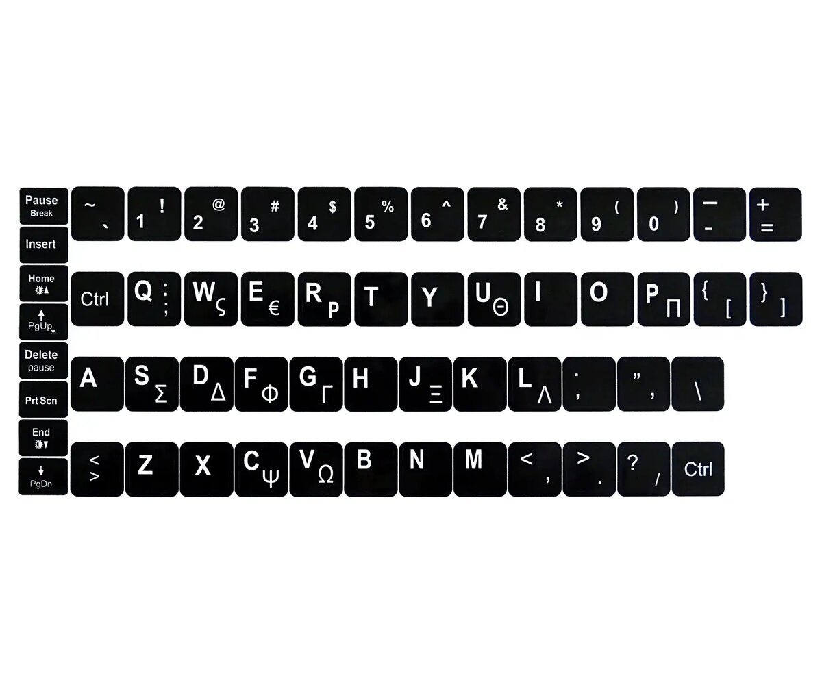 Αυτοκόλλητα Ελληνικών Χαρακτήρων για Laptop Μαύρα
