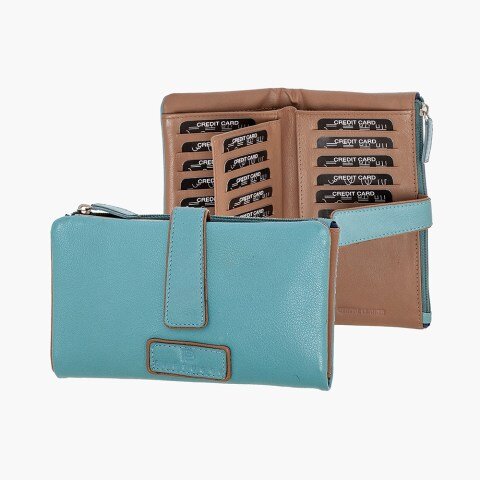 Bartuggi Γυναικείο Δερμάτινο Πορτοφόλι Turquoise Grande