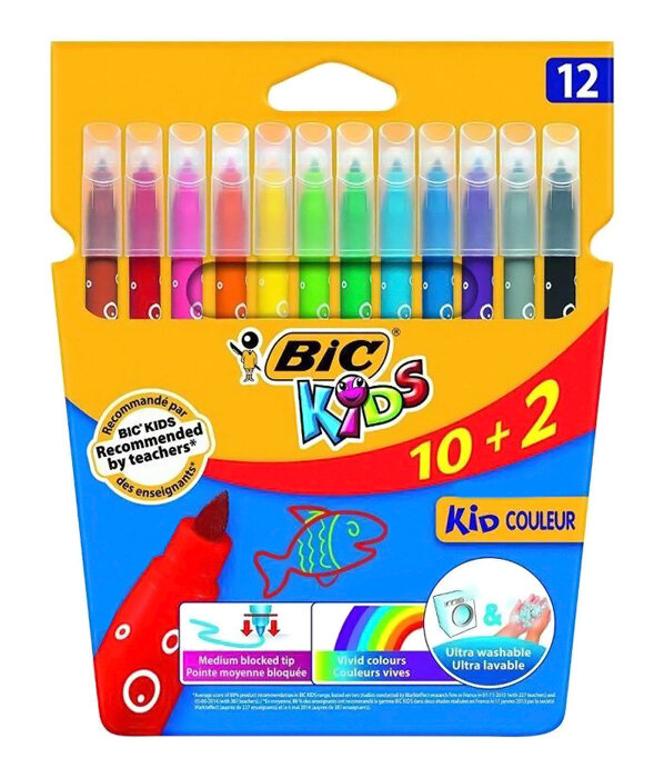 BIC σετ χρωματιστών μαρκαδόρων ζωγραφικής KID Couleur 12τμχ
