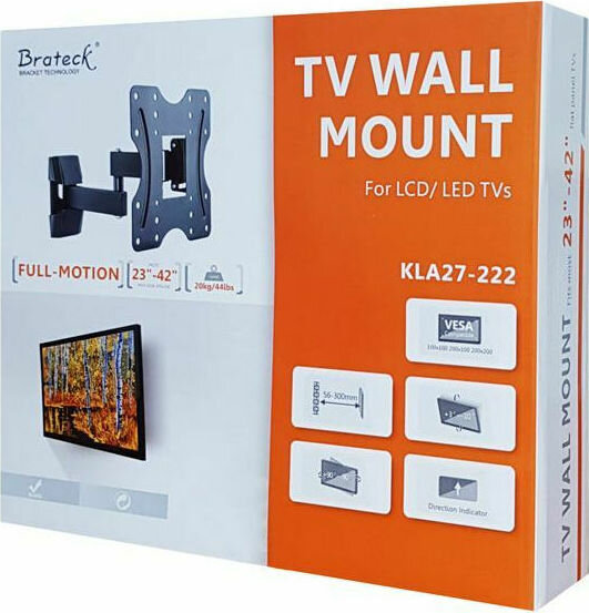 Brateck Βάση Για Tv 23" - 42" 30kg Vesa 100x100 200x100 200x200mm Με Κλίση +3 -10 Μοίρες