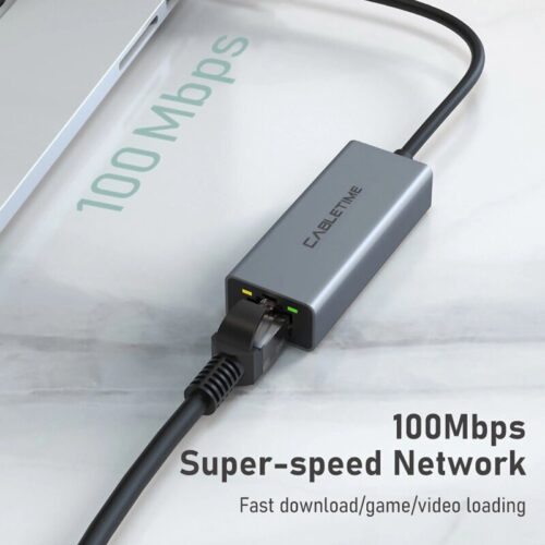 Cabletime Αντάπτορας Δικτύου CT-AML100 USB 100Mbps Ethernet Γκρι