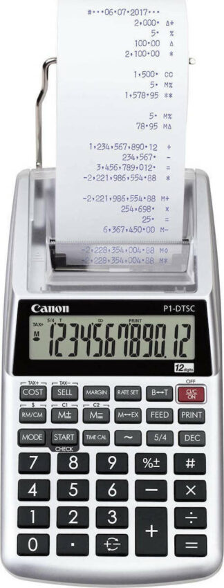 Canon Αριθμομηχανή Χαρτοταινίας P1-DTSC 12 Ψηφίων σε Ασημί Χρώμα