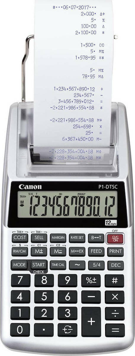 Canon Αριθμομηχανή Χαρτοταινίας P1-DTSC 12 Ψηφίων σε Ασημί Χρώμα