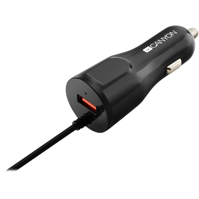 Canyon Φορτιστής Αυτοκινήτου 2.4A + μια Θύρα USB κι Ενσωματωμένο Καλώδιο Lightning Μαύρο C-033