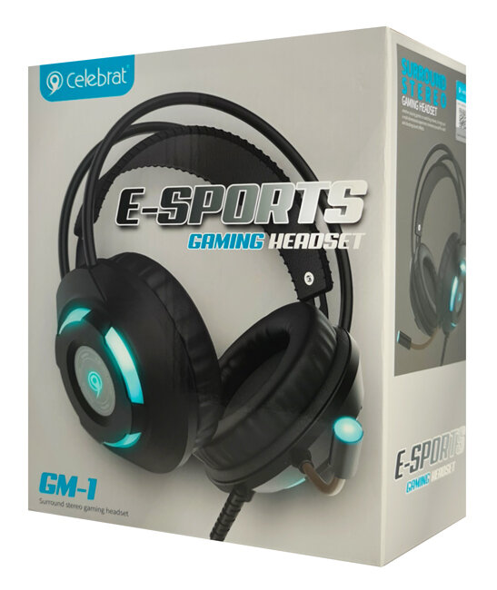 Celebrat gaming headset e-Sports GM-1 με μικρόφωνο LED 3.5mm 50mm μαύρο