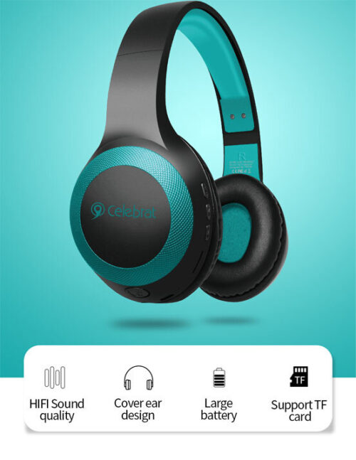 Celebrat headphones με μικρόφωνο bluetooth 40mm μαύρο-μπλε
