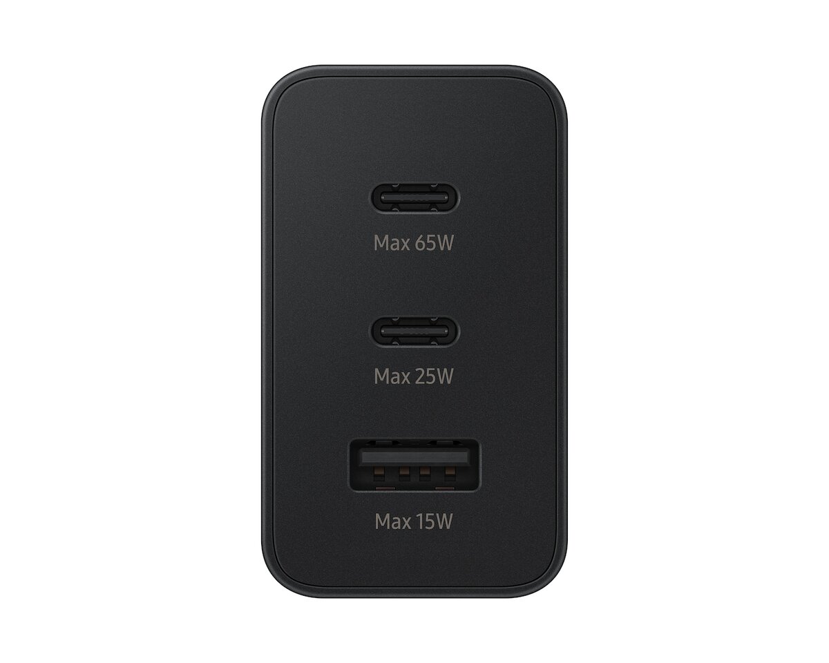Charger with USB-A Port and 2 USB-C Ports 65W Power & Cable Type-C Black
