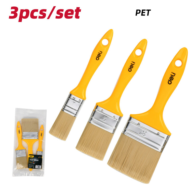 Deli Σετ Πινέλα Βαφής Dl509157 Με Συνθετικές Τρίχες Πλαστική Λαβή 25/50/75Mm 3Τμχ