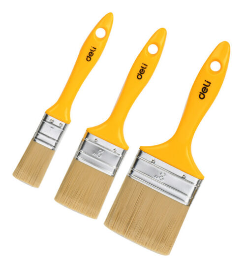 Deli Σετ Πινέλα Βαφής Dl509157 Με Συνθετικές Τρίχες Πλαστική Λαβή 25/50/75Mm 3Τμχ