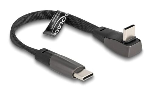 Delock Καλώδιο Usb-C 80750 60W Flat Γωνιακό 480Mbps 14Cm Μαύρο