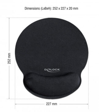 Delock Mousepad με στήριγμα καρπού 252 x 227mm μαύρο