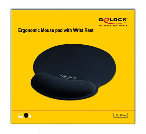 Delock Mousepad με στήριγμα καρπού 252 x 227mm μαύρο