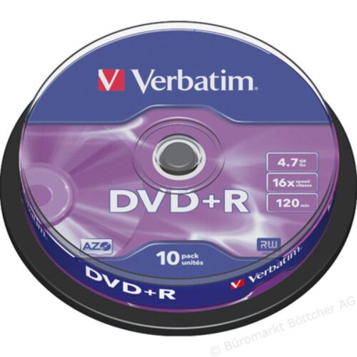 Dvd+R Verbatim Cake Box 10 Pack 16X - '43498'