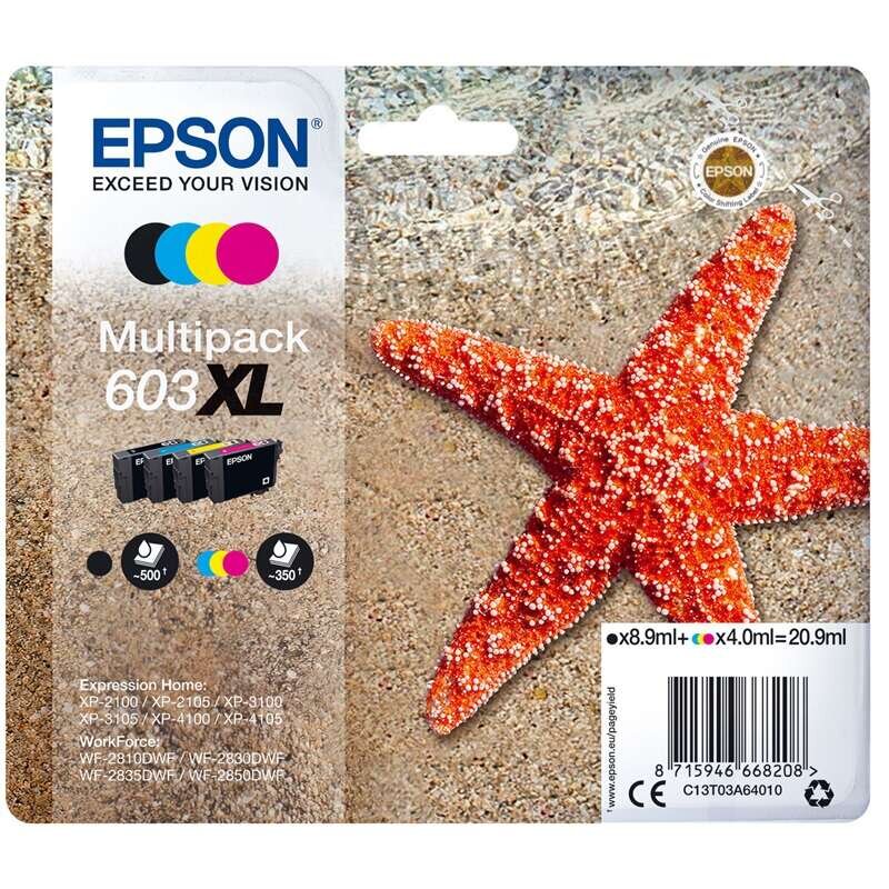 Epson 603Xl Multipack Black Cyan Magenta Yellow Πακέτο 4 Μελανιών