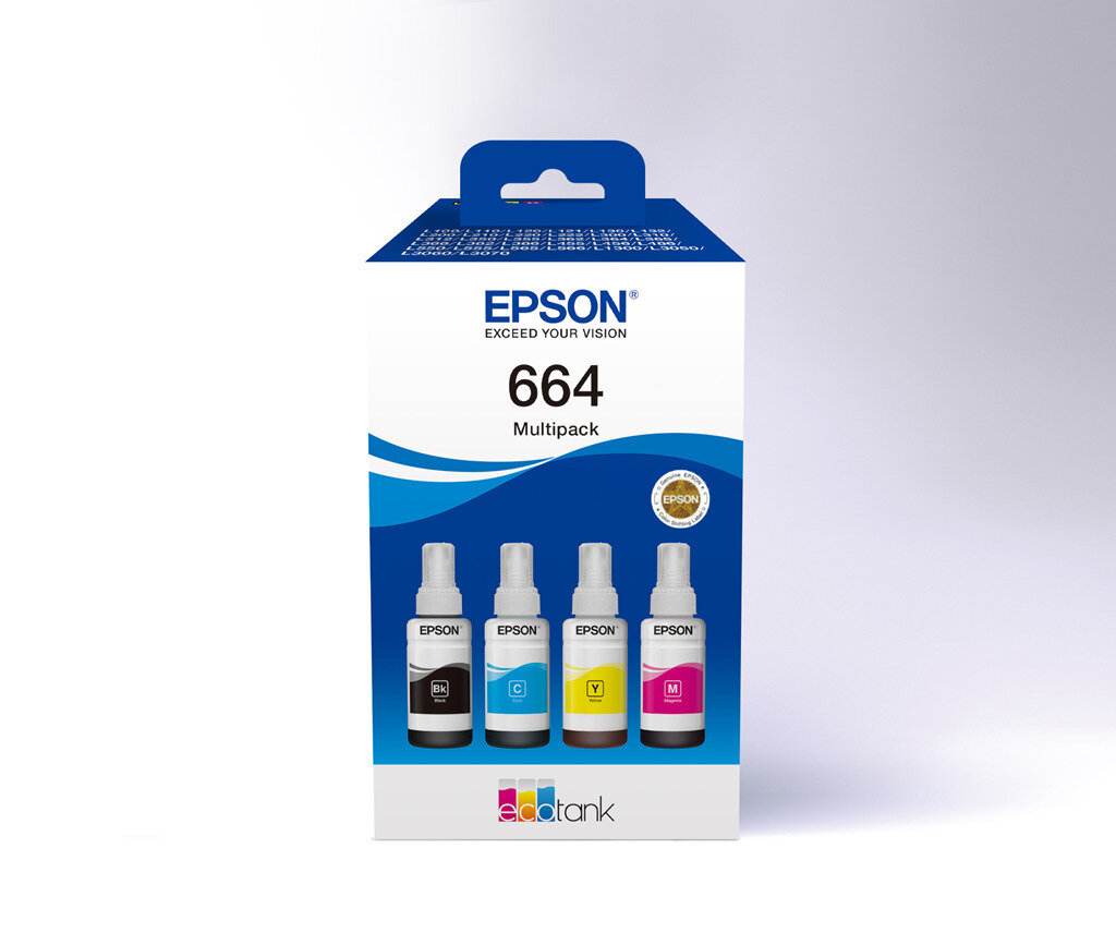 Epson 664 Γνήσιο Πακέτο 4 Μελανιών Εκτυπωτή InkJet Κίτρινο / Κυανό / Ματζέντα / Μαύρο (C13T66464A)