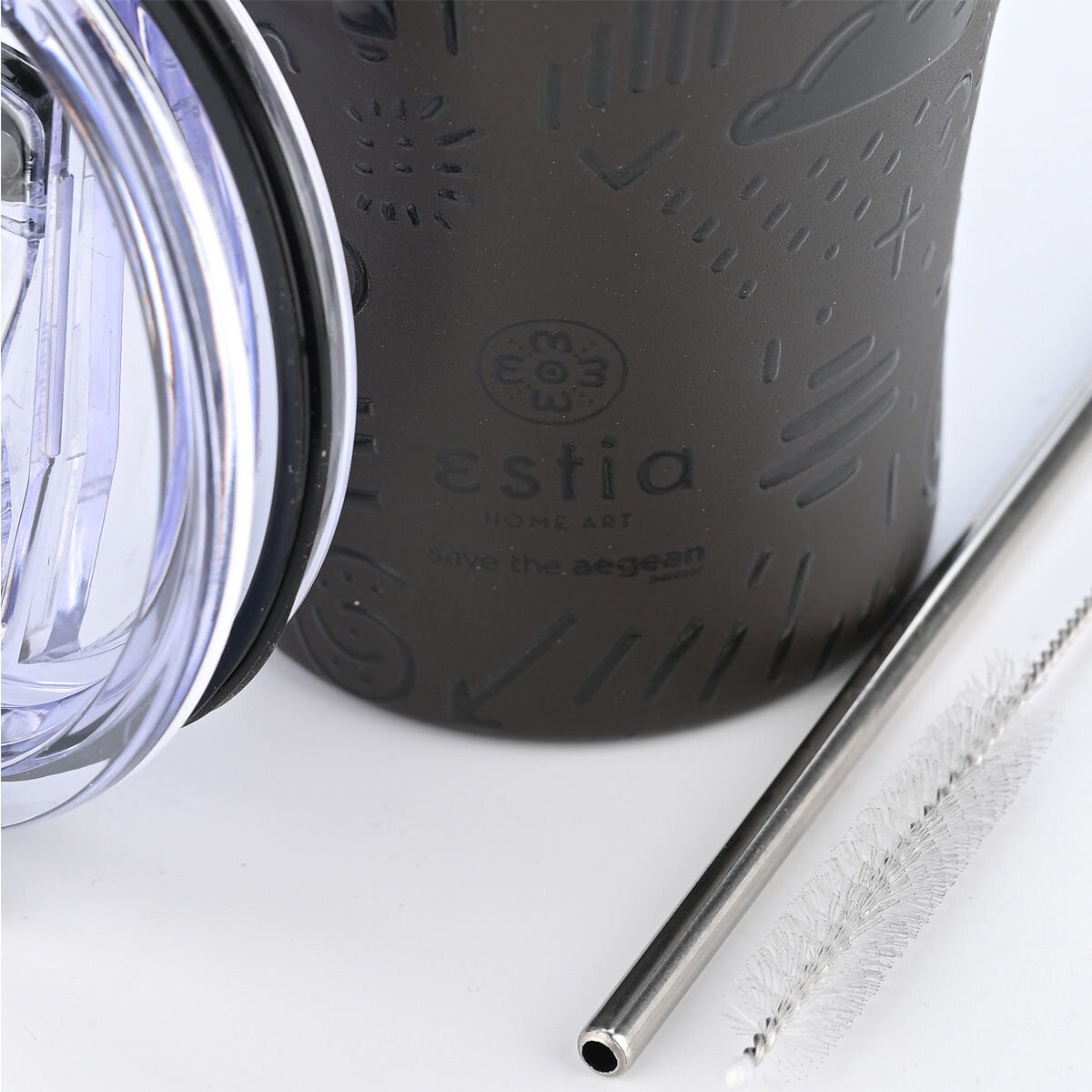 Estia Home Art Θερμός Coffee Mug Save The Aegean 350ml Noir Echo