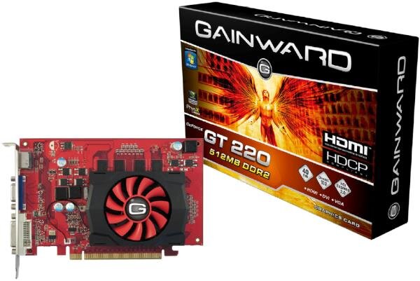 Gainward Gt220/512Mb Ddr2 91541 Pcie16X Vga-Dvi Ss-Fan Gr