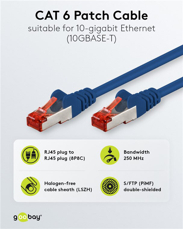 Goobay Καλώδιο Δικτύου 68271 CAT 6 S/FTP Copper 250MHz 7.5m Μπλε