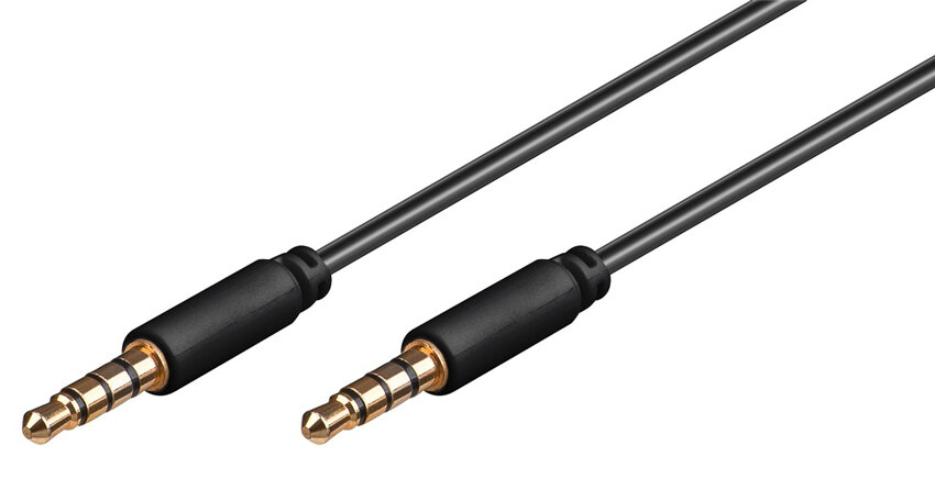 Gooday καλώδιο ήχου 3.5mm 4 pin stereo copper 1.5m μαύρο