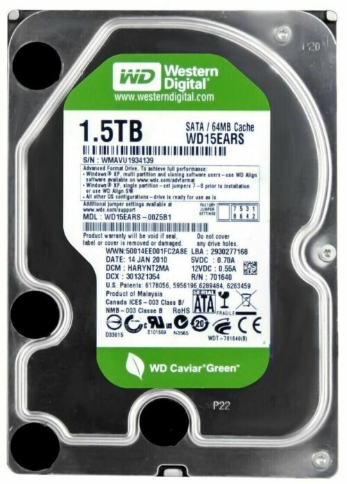 Hdd Caviar Green 1,5Tb Sata3 64Mb Cache
