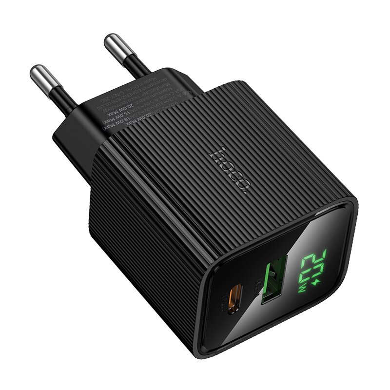 hoco Dual Port Charger 20W USB-A & USB-C and 1m Cable USB-C to USB-C
