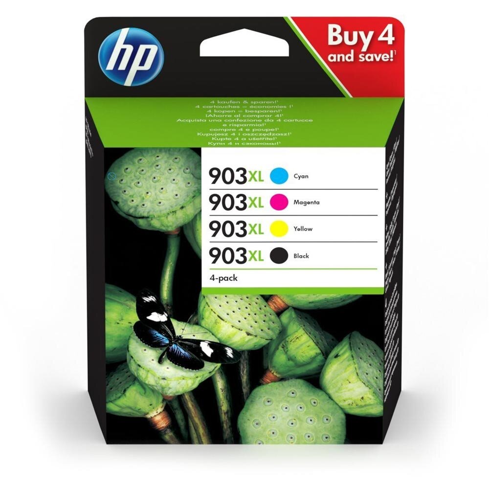 Hp 903xl Γνήσιο Πακέτο 4 Μελανιών Εκτυπωτή Inkjet Μαύρο Κίτρινο Κυανό Ματζέντα