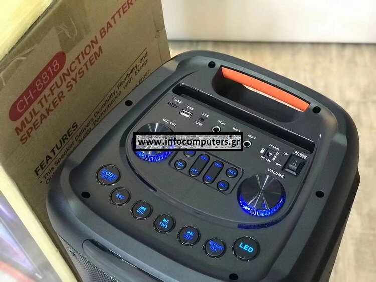 Ηχείο Bluetooth CH-8818 με λειτουργία Karaoke σε Μαύρο Χρώμα P.M.P.O 10000W
