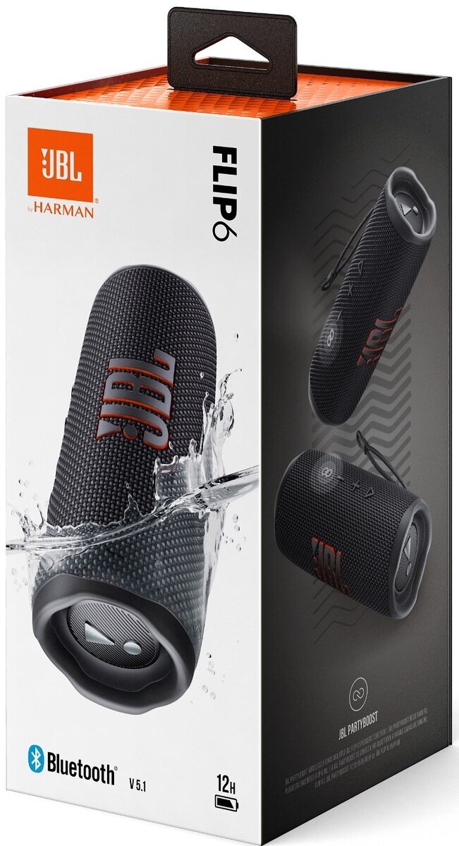 JBL Flip 6 Αδιάβροχο Ηχείο Bluetooth 30W με Διάρκεια Μπαταρίας έως 12 ώρες μαύρο
