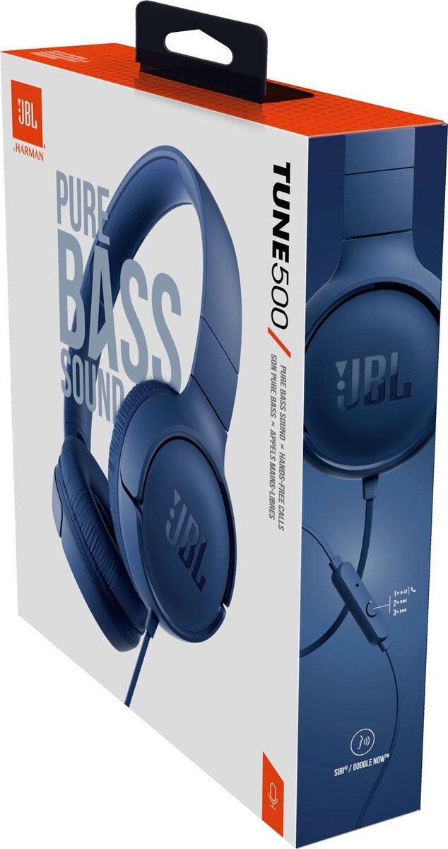 JBL® Tune 500 OnEar Universal Headphones 1-button Mic/Remote μπλε