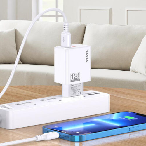 KAKUSIGA Φορτιστής Τοίχου KSC-1238 με Καλώδιο Lightning 2x USB 12W Λευκός