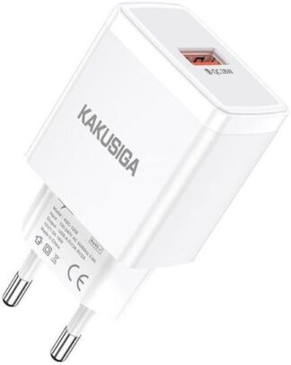 Kakusiga Φορτιστής USB σε Λευκό Χρώμα Ισχύος 18W & Υποστήριξη Γρήγορης