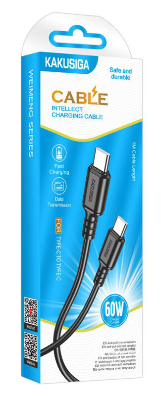 KAKUSIGA Καλώδιο USB-C σε USB-C KSC-982 60W 480Mbps 1m Μαύρο