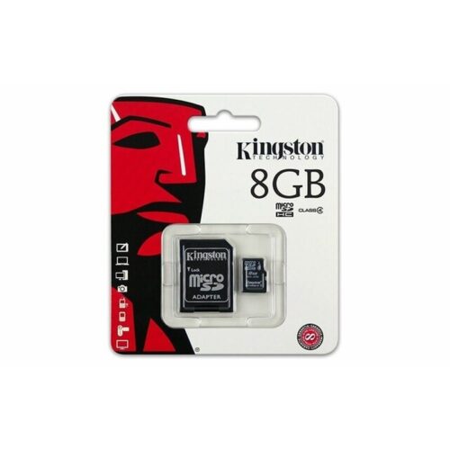Κάρτα Μνήμης Kingston Micro SD SDHC 8GB Class 4 + Adapter