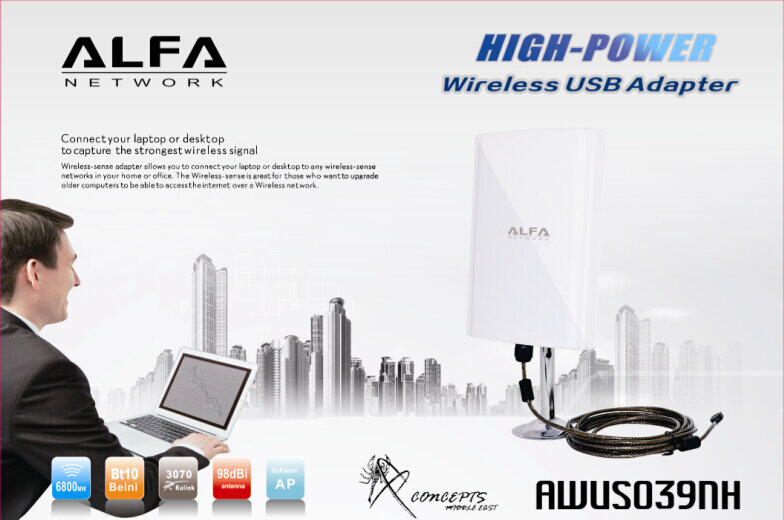 Κεραία Alfa Network High Power Wireless Usb Adapter 98dbi 2.4ghz