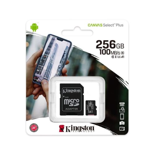 Kingston Canvas select Plus microSDXC 256GB Class 10 U3 V30 A1 UHS-I με αντάπτορα