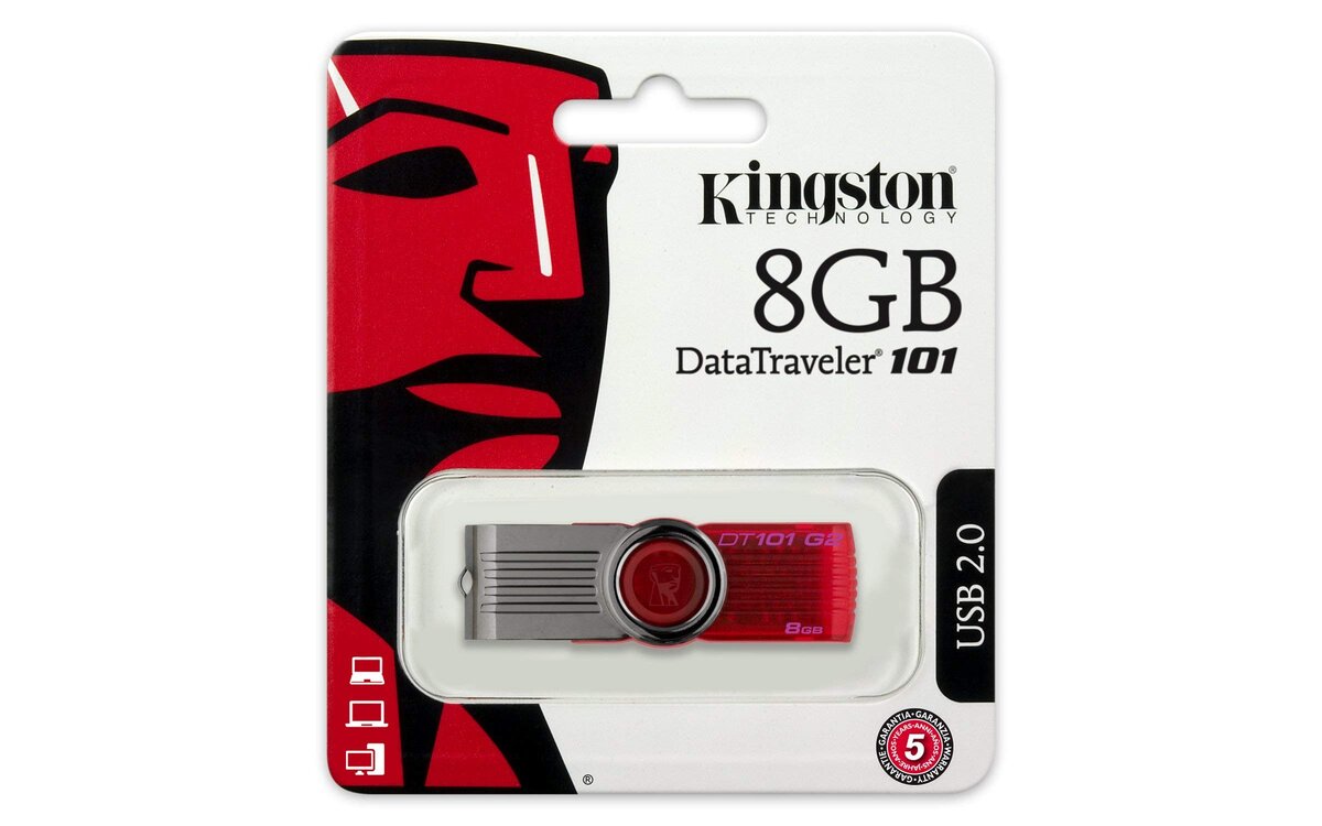 Kingston Data Traveler Usb 2.0 Flash Disk Dt101G2 8Gb Red